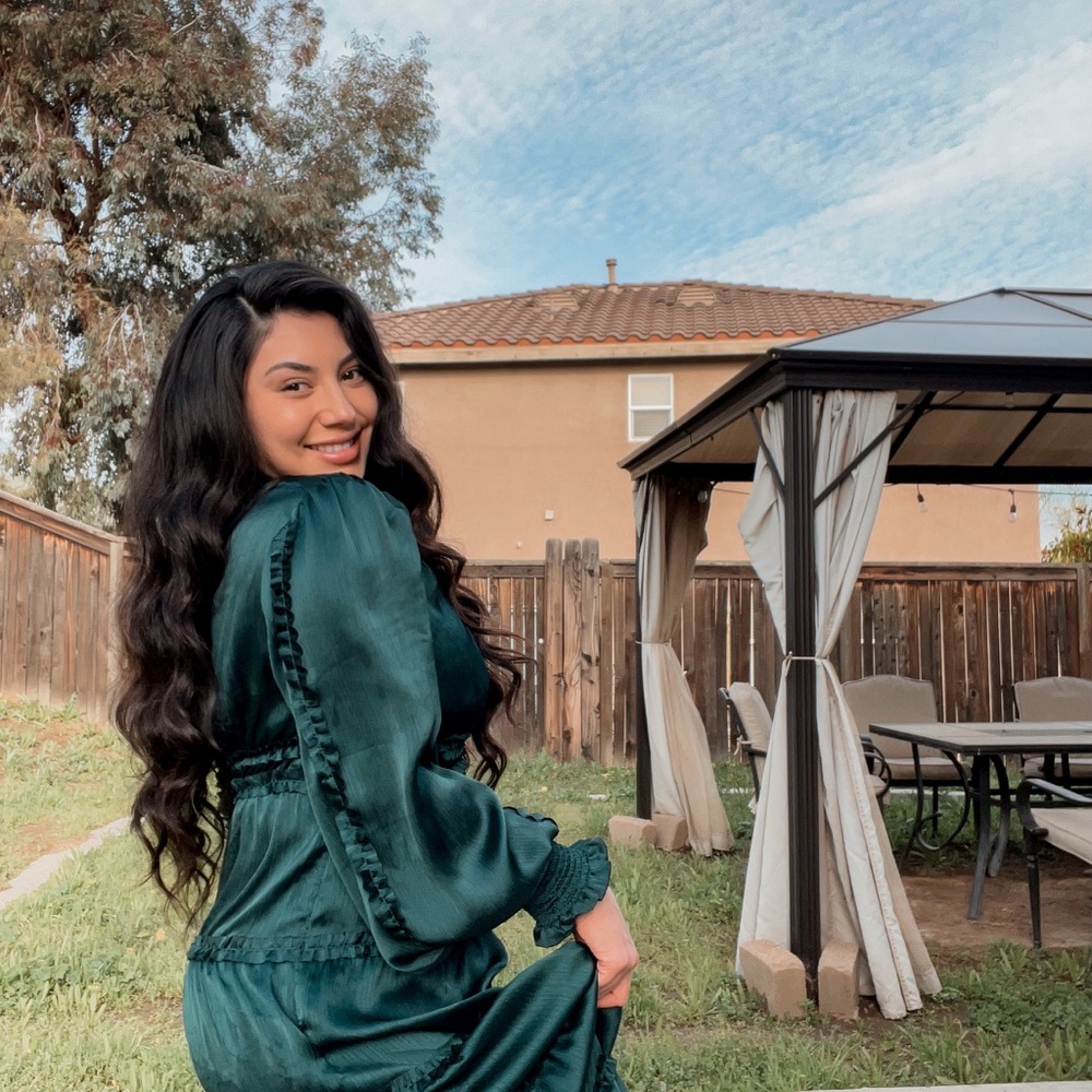 Elegant Teal Maxi Long sleeve Dress